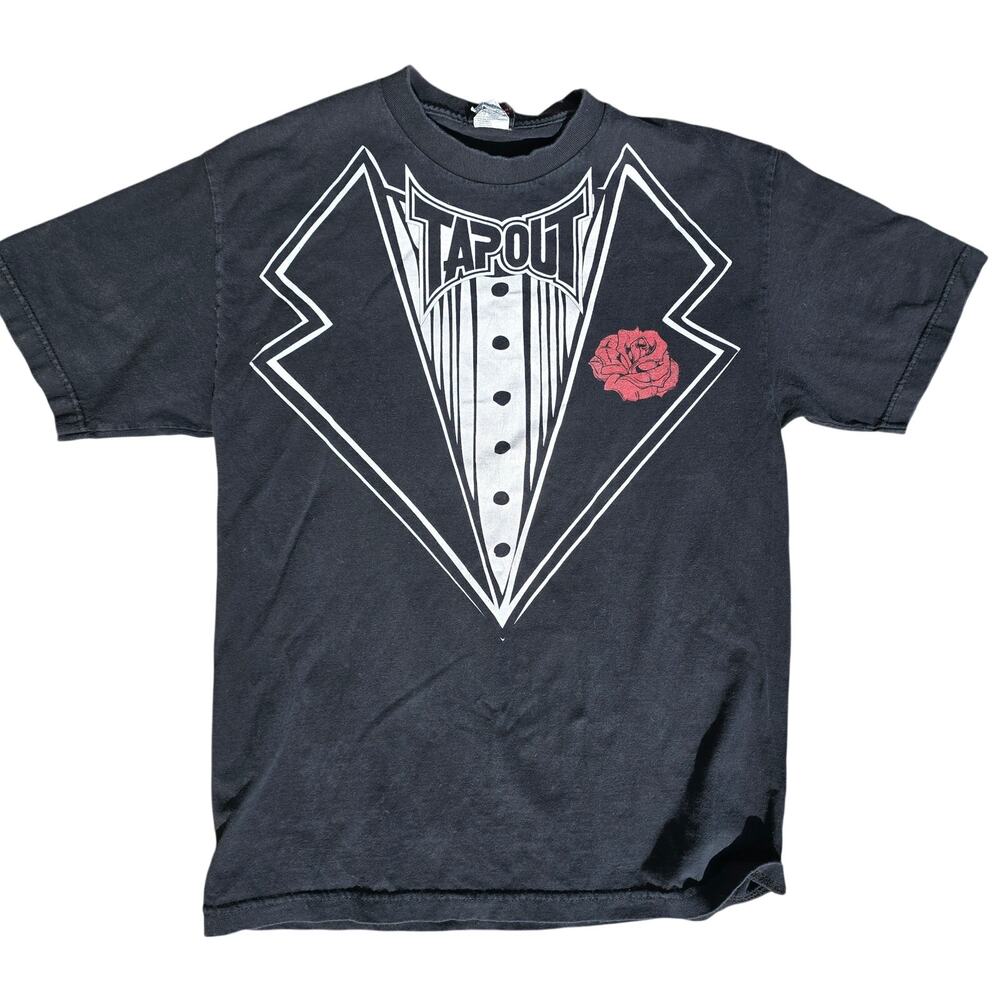Y2k Grunge Tuxedo Tap Out Shirt Black Size L